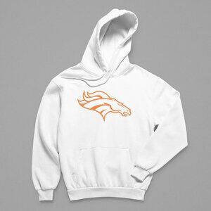 NEW Denver Broncos Team Color Pop Logo Fleece Pullover Hoodie WHITE